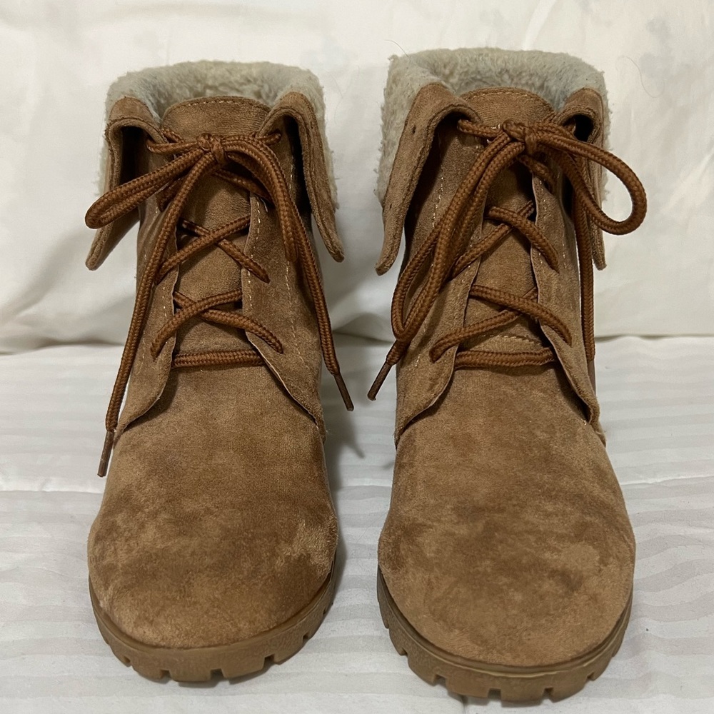 Nautica Suede Lace-up Wedge Boots - Picture 2 of 10